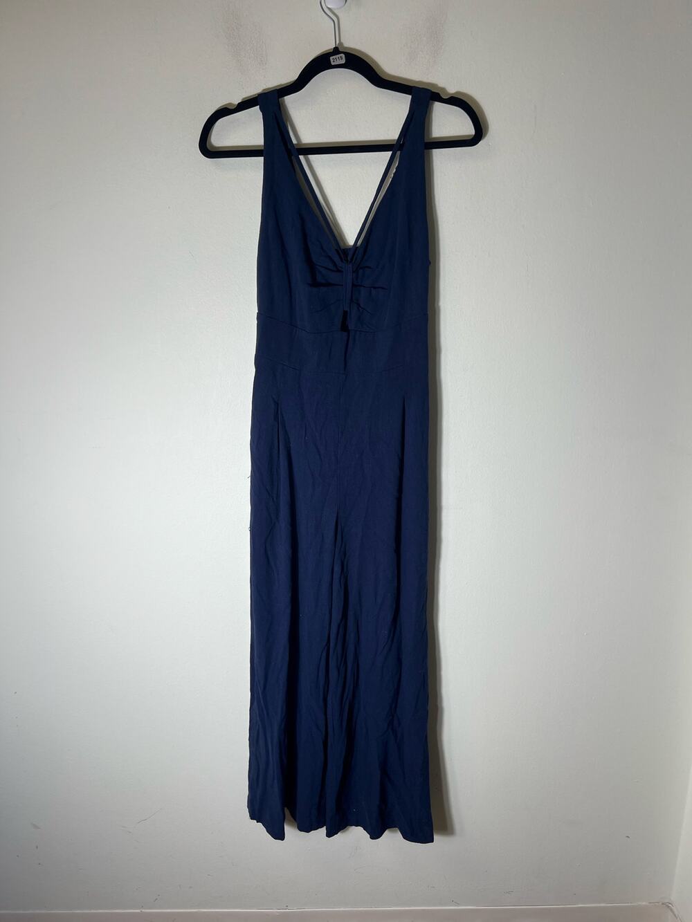 No Brand Navy Blue Linen Blend Romper Overalls Sz S